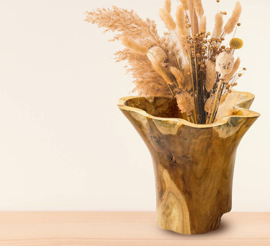 12" Blooming Rootstock Teak Root Vase