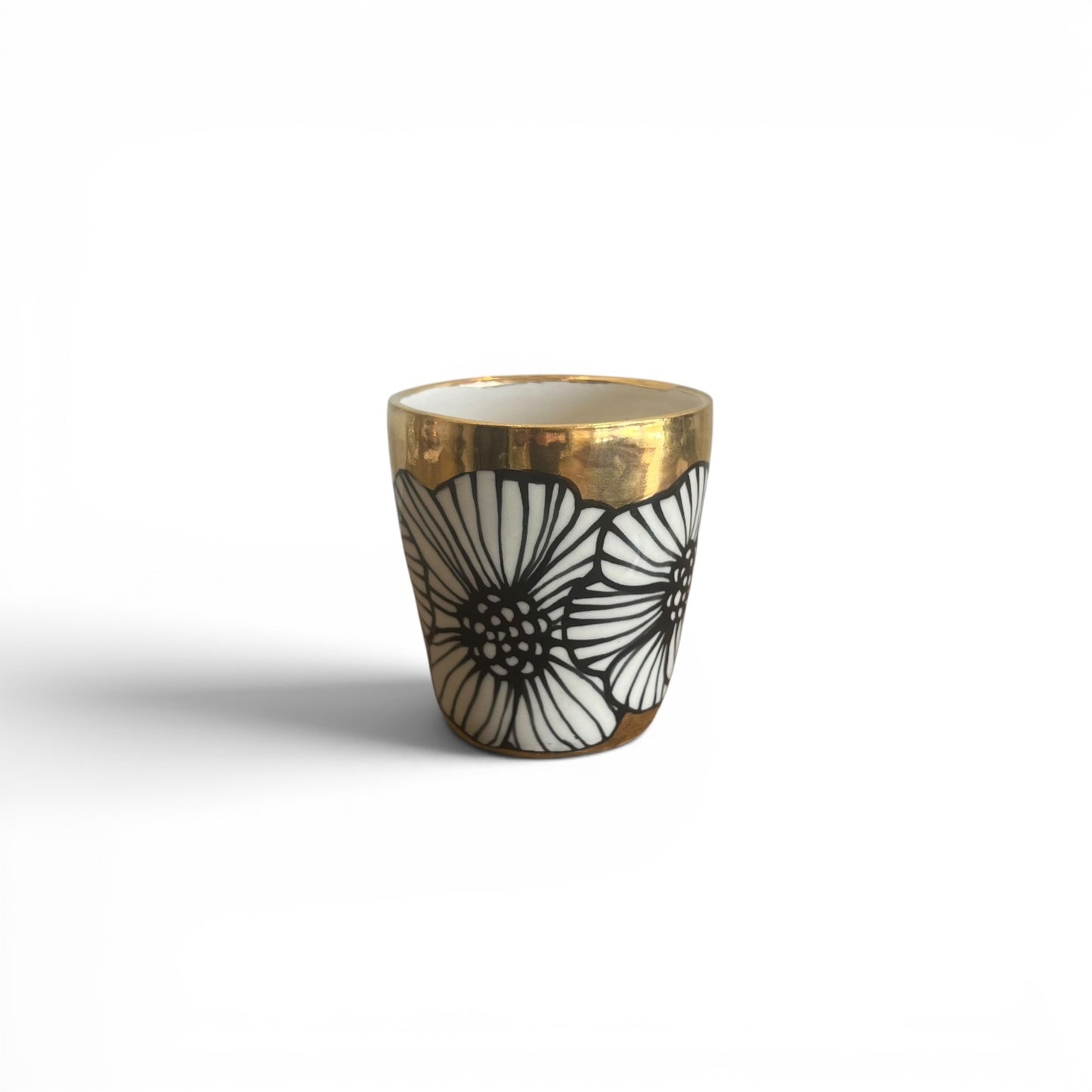 3.5 - 5" Floral Vase / Tumbler - Solid 22K Gold