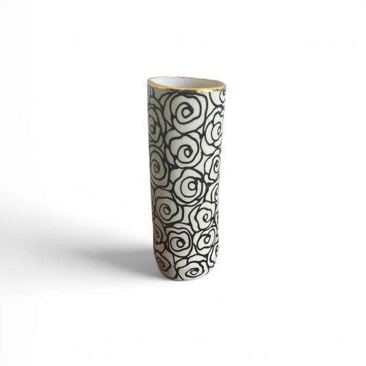 11" Floral Vase - 22K Gold Accents