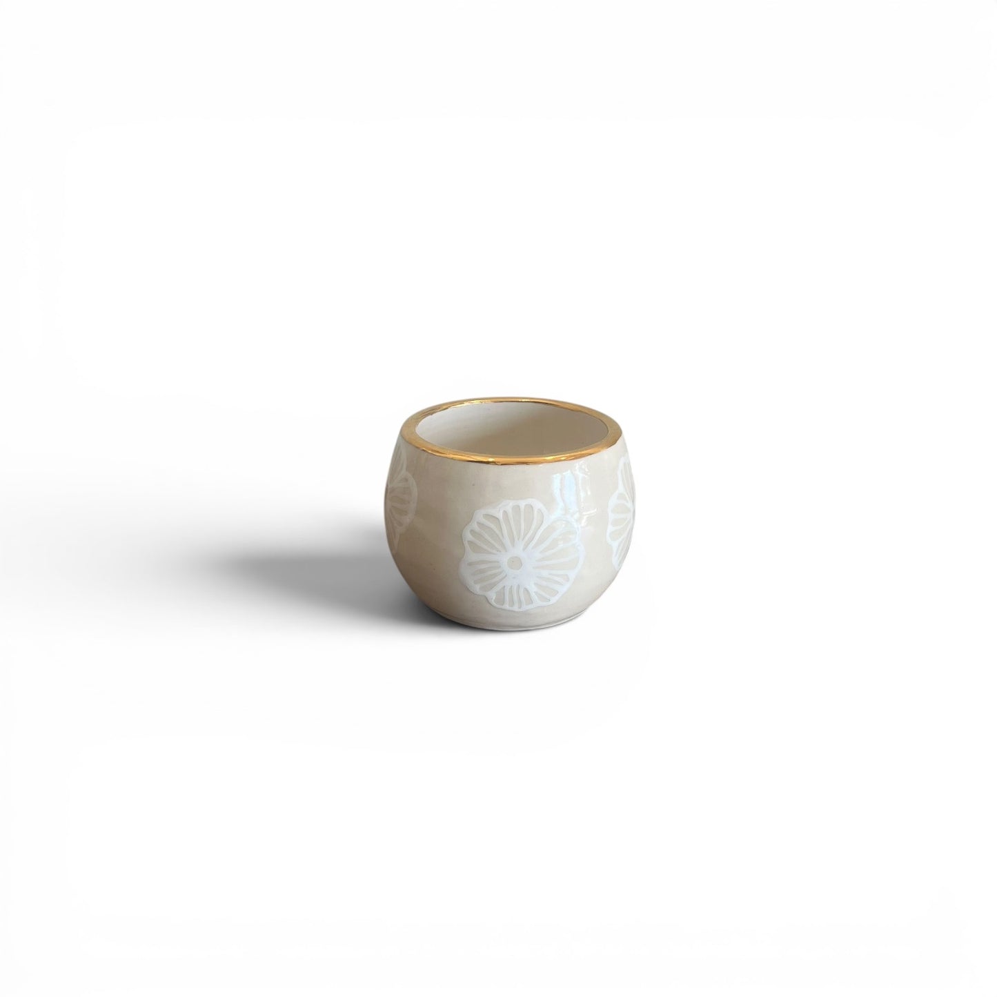 3-4" Bud Vase - Floral, French Linen - 22K Gold Accents