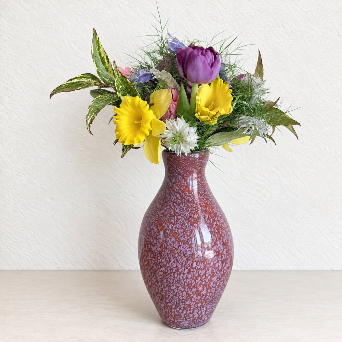 Dark Pink Vase with Light Pink Spots