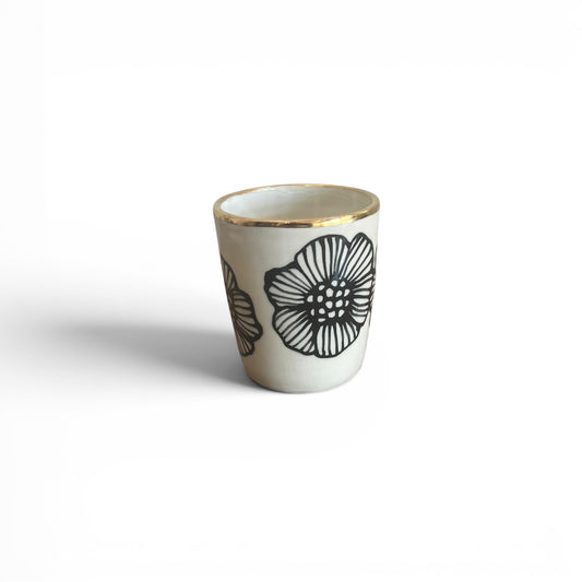 3.5 - 5" Floral Vase / Tumbler - 22K Gold Accents