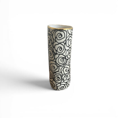 11" Floral Vase - 22K Gold Accents