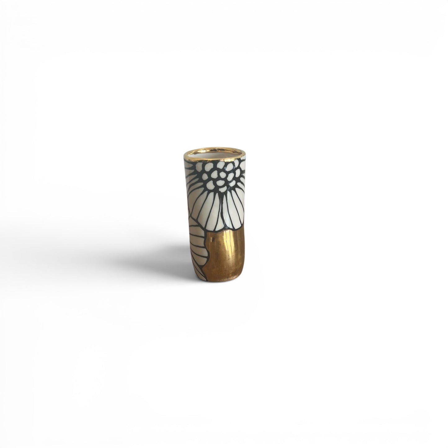 4" Floral Cylinder Vase - Solid 22k Gold