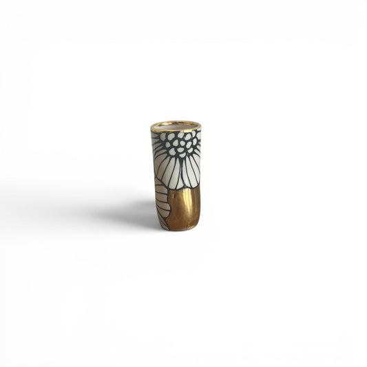 4" Floral Cylinder Vase - Solid 22k Gold