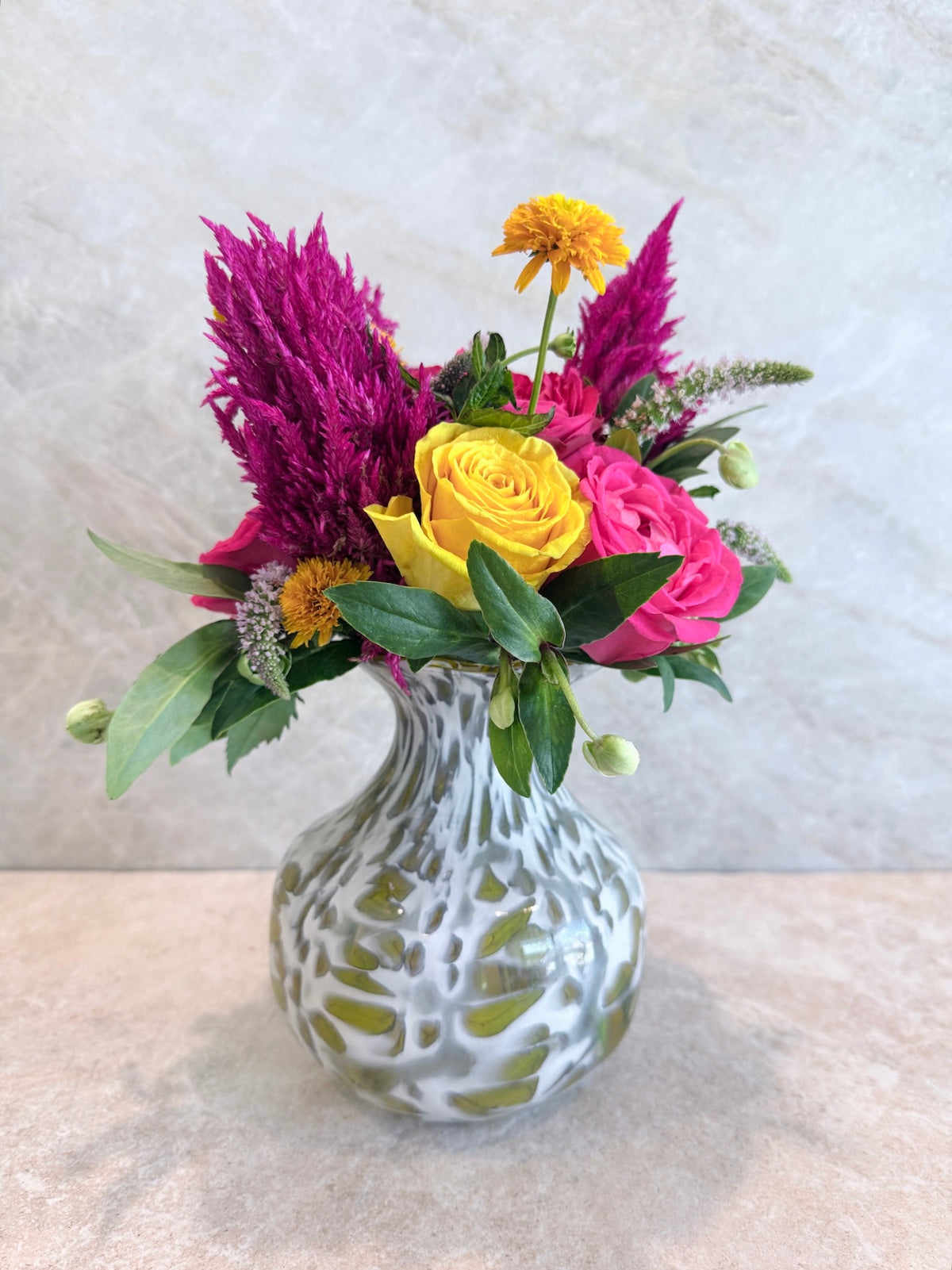 White Vase with Yellow Pattern