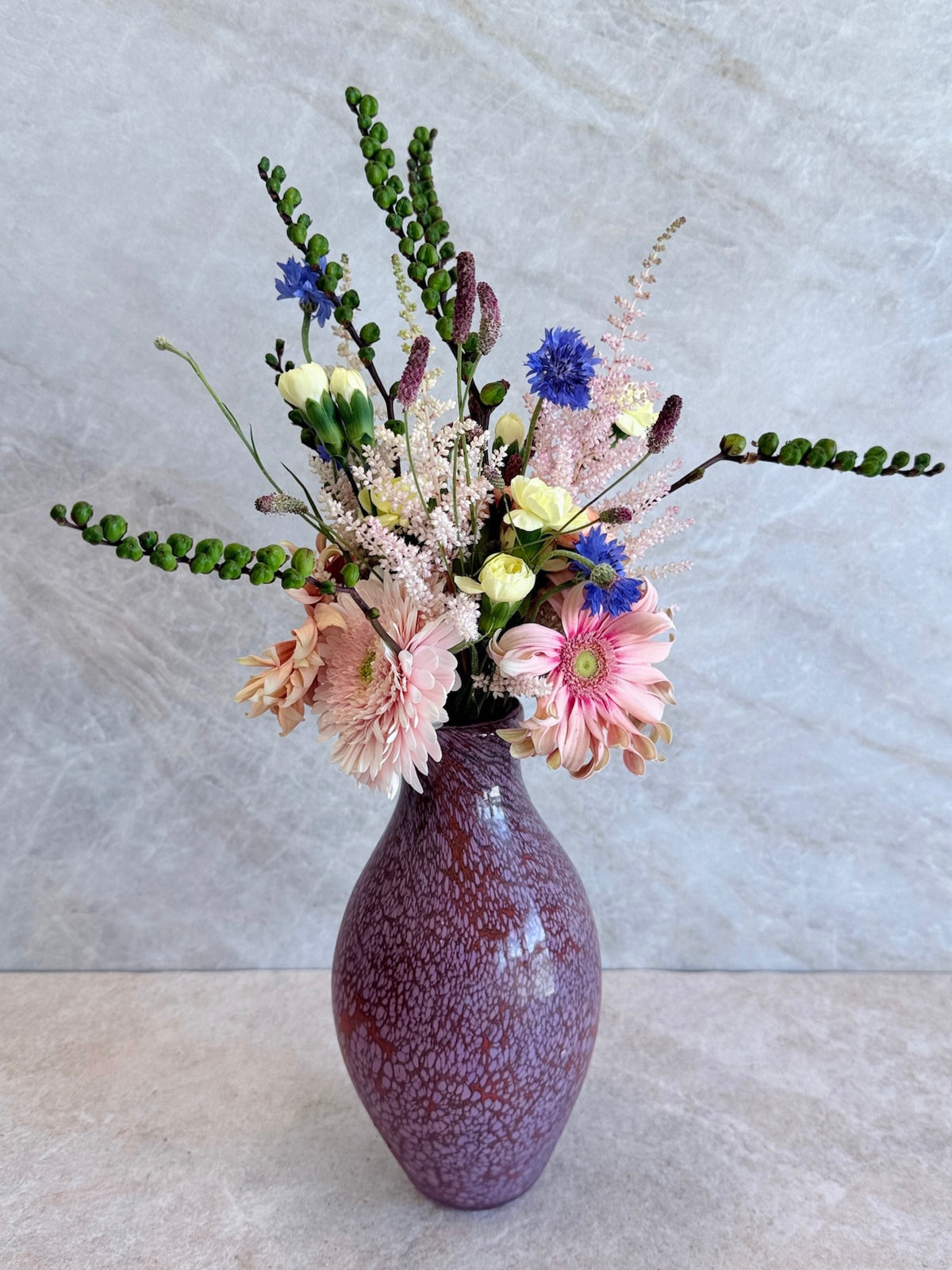 Dark Pink Vase with Light Pink Spots