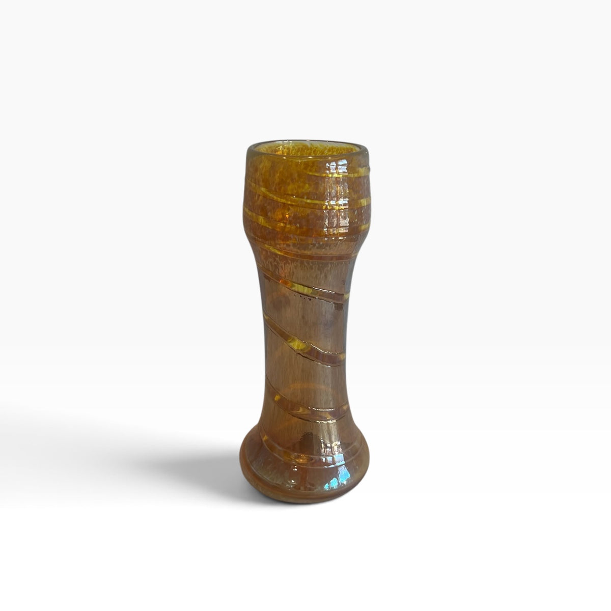 Tall Golden, Amber Vase with Spiraling Linework