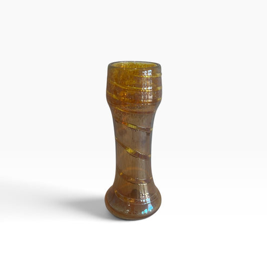 Tall Golden, Amber Vase with Spiraling Linework