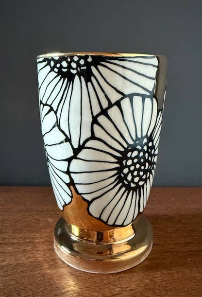 Special Order Ceramic Floral Vase in Solid 22K Gold