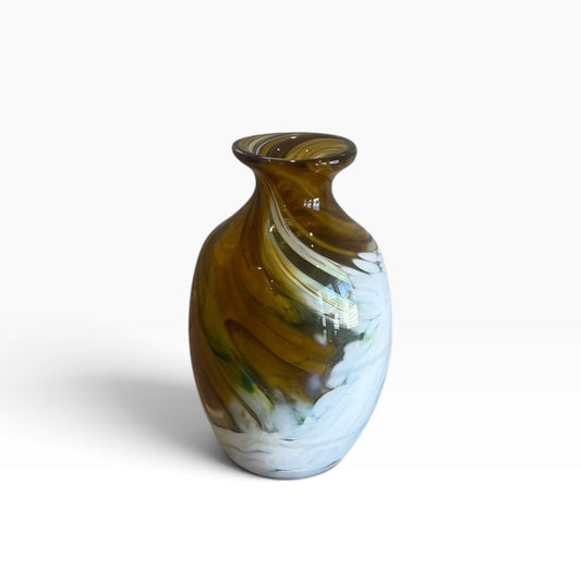 Yellow Vase with White Swirl